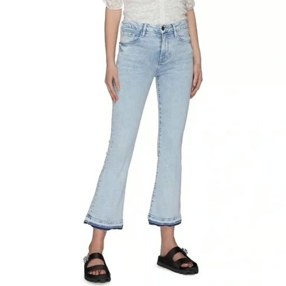 FRAME Le Crop Mini Bootcut Flared Jeans in Pali Acid Wash Denim Women 25